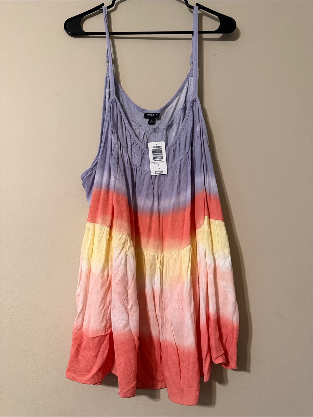 torrid Tie-Dye Spaghetti Strap Tank Top in Lavender, Coral, Yellow